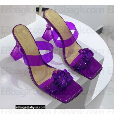 Mach & Mach Heel 9.5cm Rose Flower Mules PVC Purple 2022