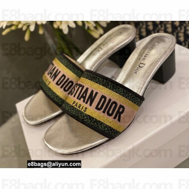 Dior Heel 4.5cm Embroidered Cotton Dway Slides 03 2022