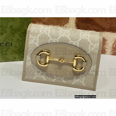 Gucci 1955 Horsebit Card Case Wallet 621887 GG Canvas Oatmeal