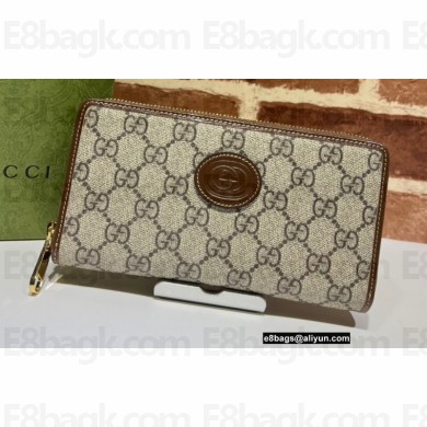 Gucci Zip around wallet with Interlocking G 673003 Brown