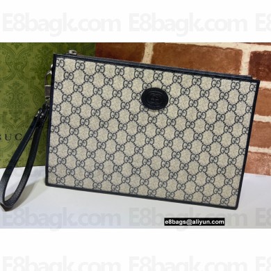 Gucci Pouch Clutch bag with Interlocking G 672953 Blue