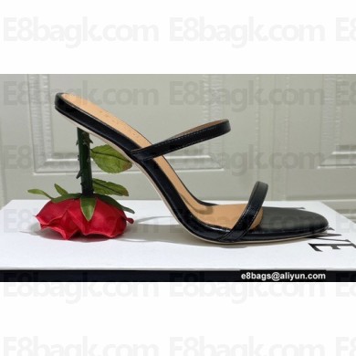 Loewe Heel 10cm Rose Sandals Black 2022