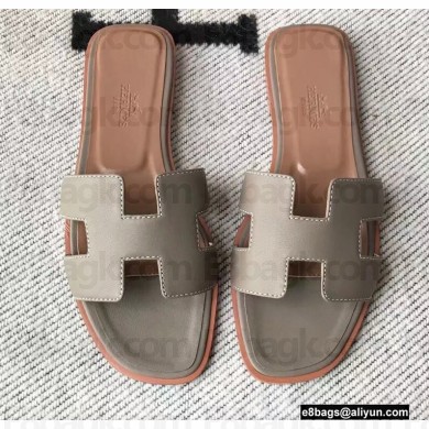 Hermes Oran Flat Sandals in Swift Box Calfskin 75