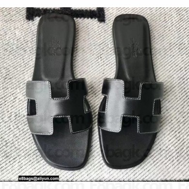 Hermes Oran Flat Sandals in Swift Box Calfskin 04