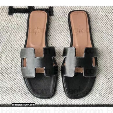 Hermes Oran Flat Sandals in Swift Box Calfskin 05