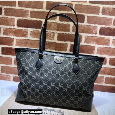 Gucci Ophidia GG Medium Tote Bag 631685 Washed GG Denim Black