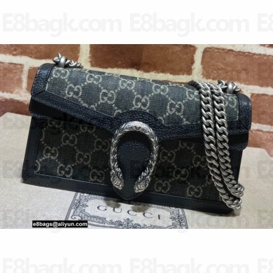 Gucci Dionysus Small Shoulder Bag 499623 Washed GG Denim Black