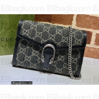 Gucci Dionysus Mini Chain Bag 401231 Washed GG Denim Black