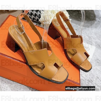 Hermes Heel 6cm Elbe Sandals Brown 2022