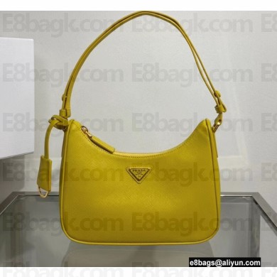 Prada Saffiano leather Mini Hobo Bag 1BC204 Yellow 2022