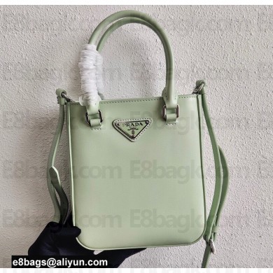 Prada Small brushed leather tote Bag 1BA331 Light Green 2022