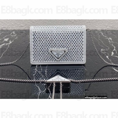 Prada Cardholder with shoulder strap and crystals Bag 1MR024 White 2022