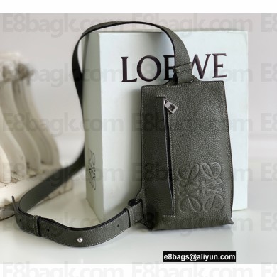 Loewe Vertical T Pocket Bag in grained calfskin Green 2022