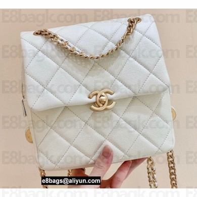 Chanel Backpack Bag with Chain AS3108 in Original Quality Grained Calfskin White 2022