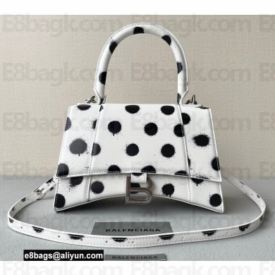 Balenciaga Hourglass Small Handbag Sprayed Polka Dots Printed Box White 2022