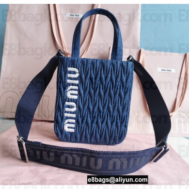 Miu Miu Matelassé denim handbag 5BA220 Blue