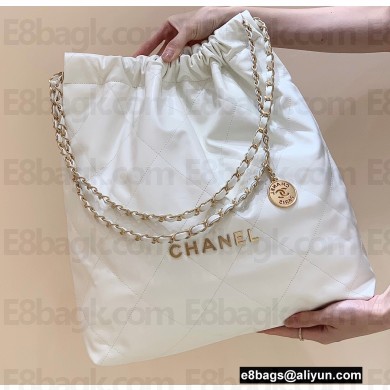 Chanel Shiny Calfskin CHANEL 22 Large Handbag AS3262 in Original Quality White/Gold 2022