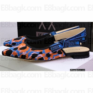 Dior J'Adior Slingback Ballerina Flats in Blue Multicolor Mizza Cotton Embroidery 2022