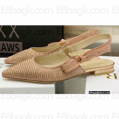 Dior J'Adior Slingback Ballerina Flats in Cotton Embroidery with Thread and Strass Nude Pink 2022