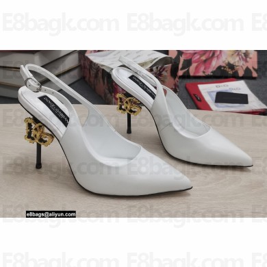 Dolce & Gabbana DG logo Heel 10.5cm leather Slingbacks White 2022