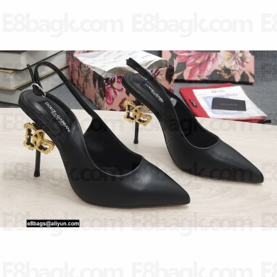 Dolce & Gabbana DG logo Heel 10.5cm leather Slingbacks Black 2022