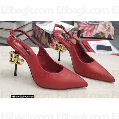 Dolce & Gabbana DG logo Heel 10.5cm leather Slingbacks Red 2022