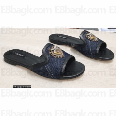 Dolce & Gabbana Devotion slides in camouflage patchwork Blue 2022
