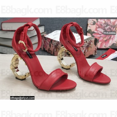 Dolce & Gabbana Heel 9.5cm Nappa leather sandals with baroque DG logo Red 2022