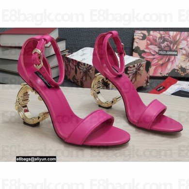 Dolce & Gabbana Heel 9.5cm Nappa leather sandals with baroque DG logo Fuchsia 2022