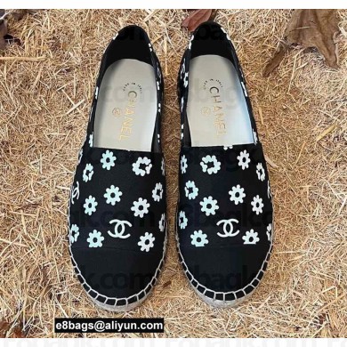 Chanel Printed Denim and Grosgrain Espadrilles G39028 Black 2022
