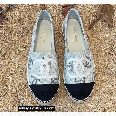 Chanel Printed Denim and Grosgrain Espadrilles G39028 Gray 2022