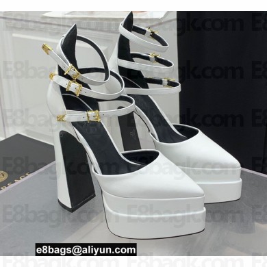 Versace Heel 15cm Platform 5.5cm Leather Pointy Pumps White 2022