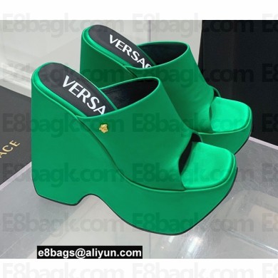 Versace Heel 16cm Platform 6.5cm Triplatform Mules Leather Green 2022