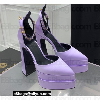 Versace Heel 15cm Platform 5.5cm Medusa Aevitas Satin Pointy Pumps Lilac 2022