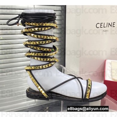 Valentino Rockstud No Limit Nappa Flat Sandals Black 2022