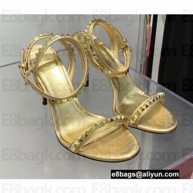Valentino Heel 10cm Rockstud No Limit Nappa Sandals Gold 2022