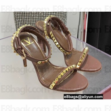 Valentino Heel 10cm Rockstud No Limit Nappa Sandals Brown 2022