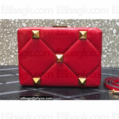 Valentino Roman Stud Clutch Bag Red 2022