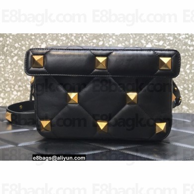 Valentino Roman Stud Nappa Crossbody Shoulder Bag Black/Gold 2022