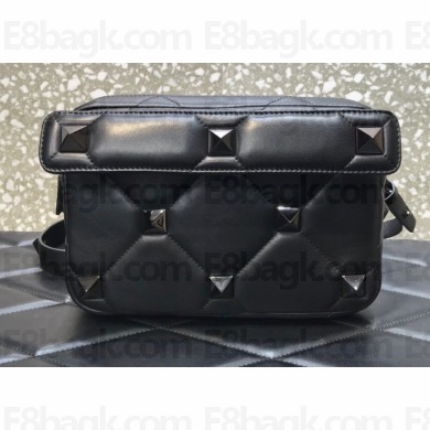 Valentino Roman Stud Nappa Crossbody Shoulder Bag Black 2022