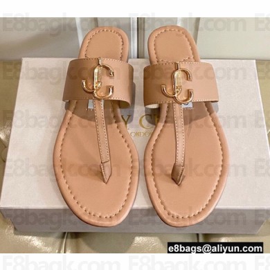 Jimmy Choo JC Flip Flops Thong Sandals Nude 2022