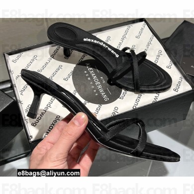 Alexander Wang Heel 5cm DAHLIA Slide Sandals In Lycra Black 2022