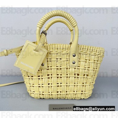 Balenciaga Bistro XS Basket With Strap Shoulder Bag Yellow 2022