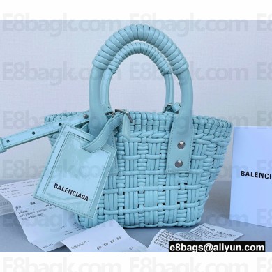 Balenciaga Bistro XXS Basket With Strap Shoulder Bag Sky Blue 2022