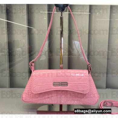 Balenciaga XX Small Flap Bag in crocodile embossed calfskin Pink 2022