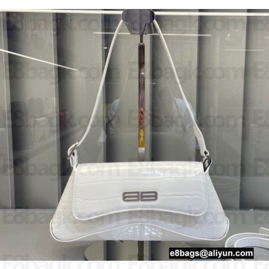 Balenciaga XX Small Flap Bag in crocodile embossed calfskin White 2022