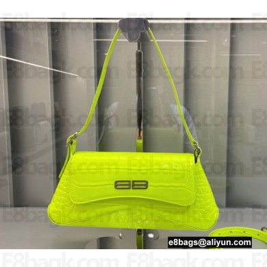 Balenciaga XX Small Flap Bag in crocodile embossed calfskin Fluo Green 2022