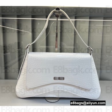 Balenciaga XX XL Flap Bag in crocodile embossed calfskin White 2022