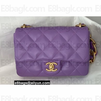 Chanel Lambskin Small Flap Bag AS3214 Purple 2022