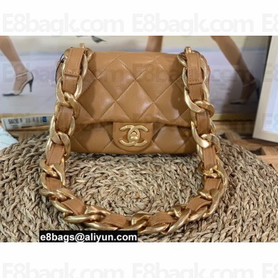 Chanel Lambskin Mini Flap Bag AS3213 Brown 2022